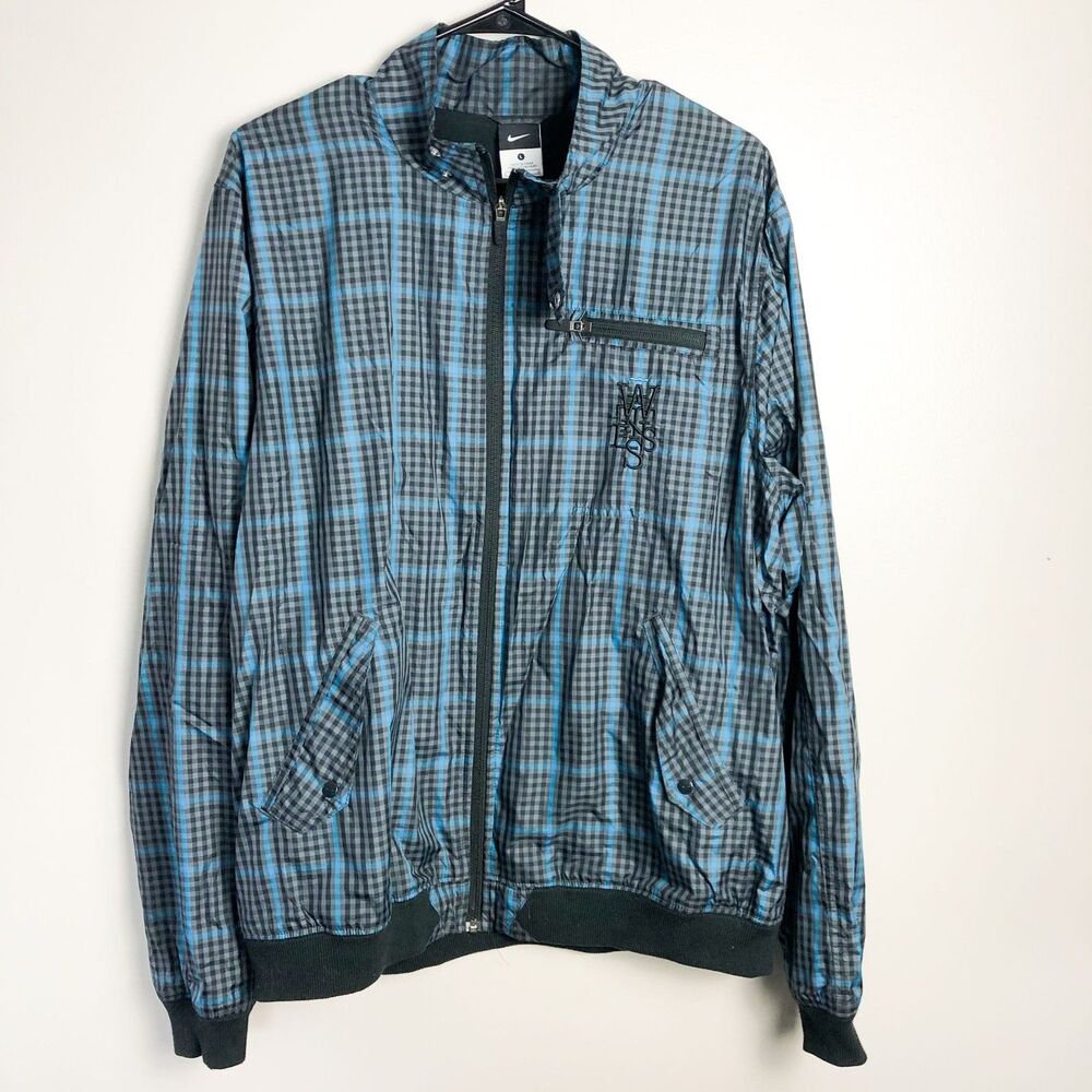 Nike Lebron James Witness Plaid Windbreaker Warm Up Jacket Blue Large